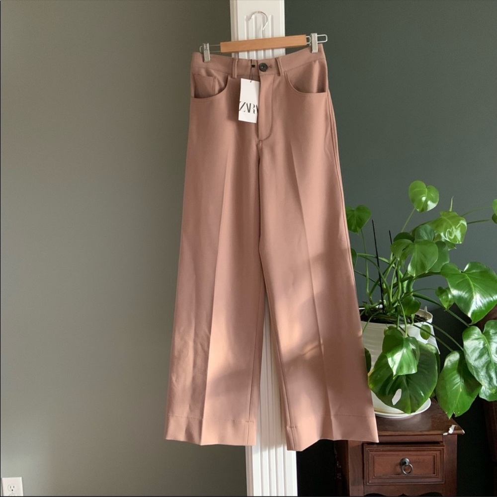 Zara brown/tan high waist wide leg zara pants, new with tags
